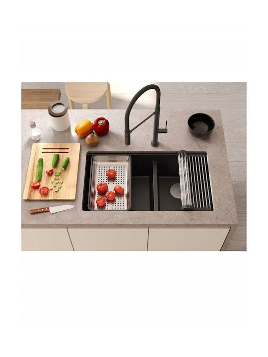 GraniteQ Unterbau Spüle Inox B76xT45cm Braun