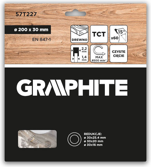 Graphite Carbide Cutting Disc Hole Diameter 200mm with 60 Teeth 1pcs