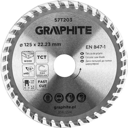 Graphite Carbide Cutting Disc Hole Diameter 125mm with 40 Teeth 1pcs