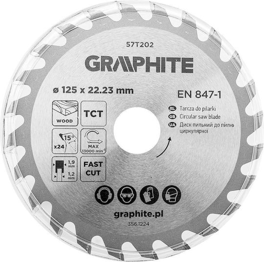 Graphite Καρβιδίου Δίσκος Κοπής με 24 Δόντια 125mm