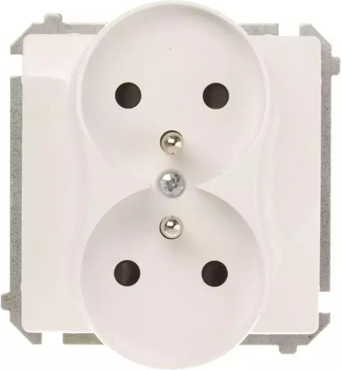 Kontakt-simon Double Socket Basic Module 16a Ip20 Track Screened White Bmgz2mz.01/11