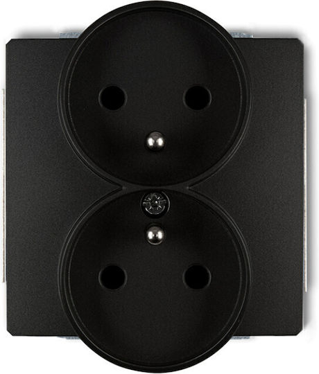 Karlik Deco Double Flush Mount Socket Frame Ground Black Matt 12dgpr-2z