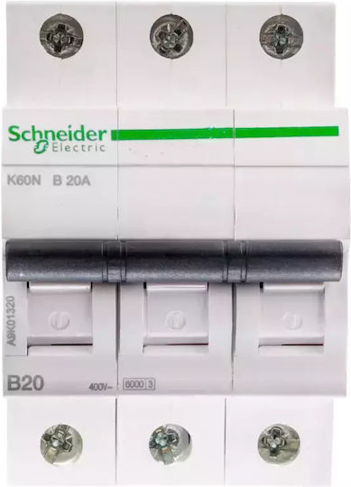 Schneider Electric Automatischer Schutzschalter 20A Dreipolig AC A9K01320