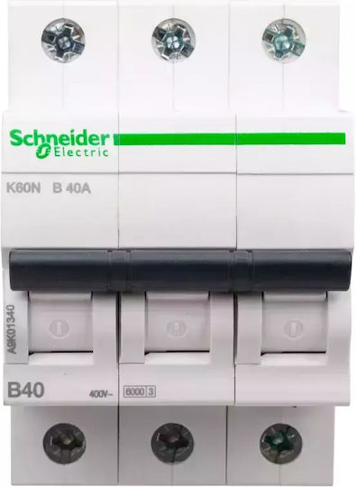 Schneider Electric Automatic Circuit Breaker 40A Triple-pole AC A9K01340