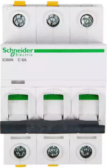 Schneider Electric Automatic Circuit Breaker 6A Triple-pole AC A9F04306