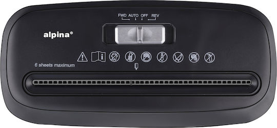 Alpina Appliances Distrugător de Documente Tăietură în bandă 6 Foi cu Coș 10lt