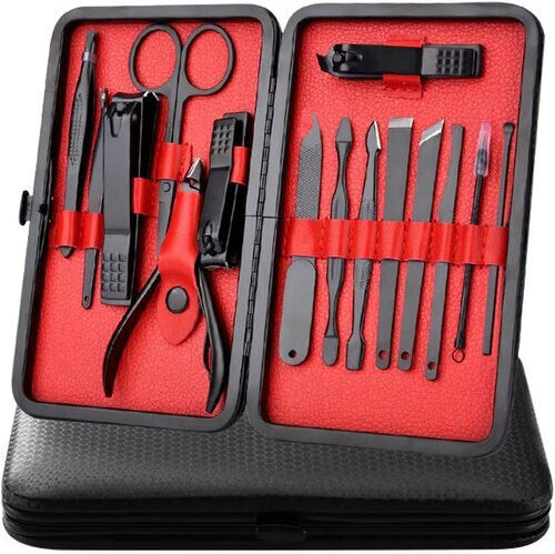 Idealstore Tungsteel Manicure Pedicure Set 15 Pieces Allergy-free Highest Quality Steel Universal Use Sturdy Case