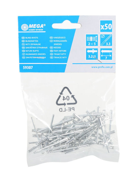 Mega Πριτσίνια Αλουμινίου M4x18mm 50τμχ