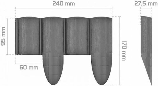 Cellfast Ξύλινη Μπορντούρα Κήπου σε Γκρι Χρώμα 24x10cm 5τμχ