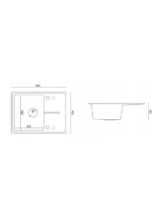 GraniteQ Ένθετος Νεροχύτης Inox Μ60xΠ45cm Μαύρος