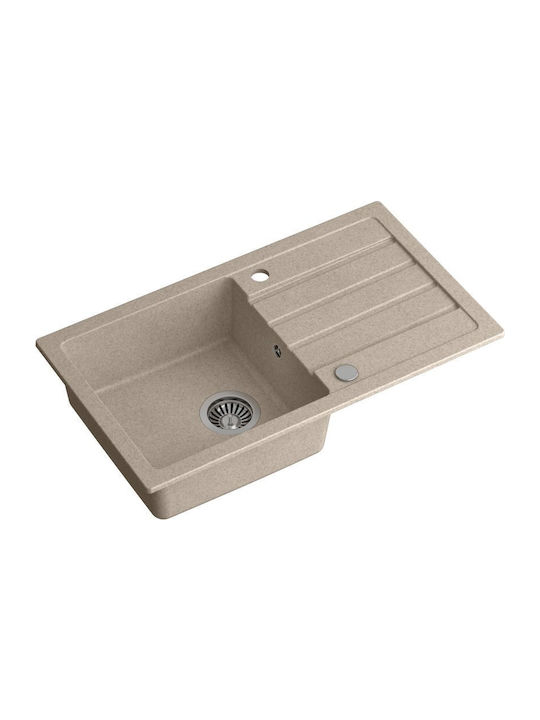 GraniteQ Drop-In Spüle aus Verbundgranulat B77xT44cm Beige