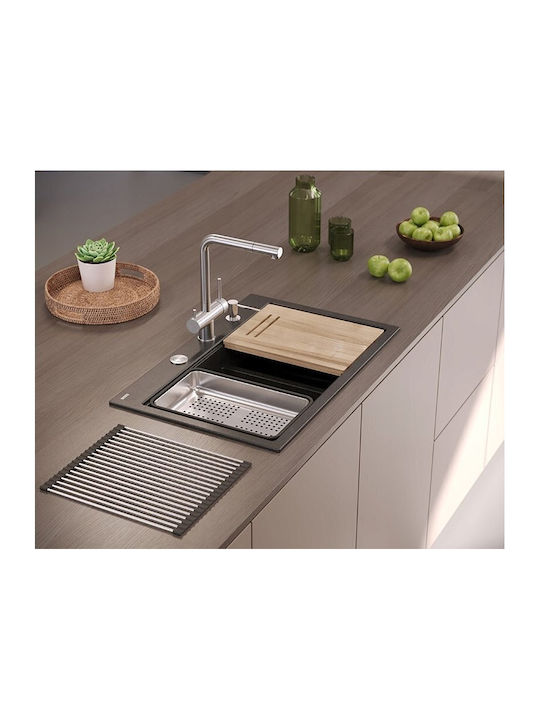 GraniteQ Drop-In Chiuvetă Inox L76xW50cm Argintiu