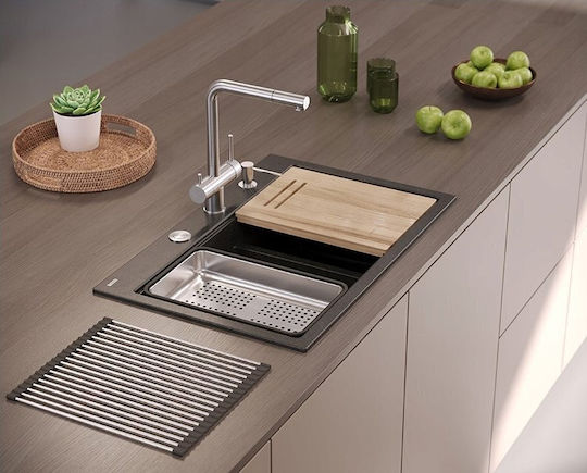 GraniteQ Drop-In Chiuvetă Inox L76xW50cm Argintiu
