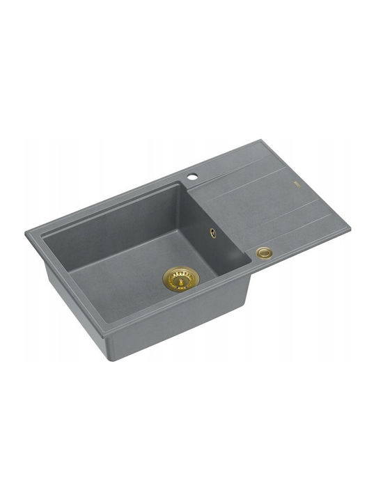 GraniteQ Drop-In Chiuvetă din Granit Sintetic L86xW50cm Argintiu