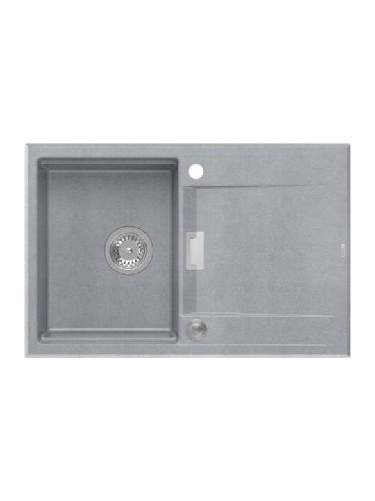 GraniteQ Drop-In Spüle aus Verbundgranulat B76xT50cm Silber