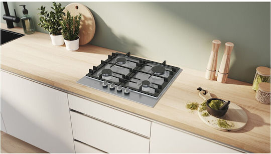 Bosch Serie 6 Natural Gas Cooktop Autonomous 60x52εκ. Silver