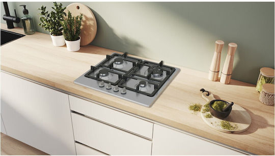Bosch Serie 4 Erdgas-Kochfeld Autonom 60x52εκ. Silber