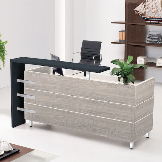 Woodwell Progress Birou de primire în birou Olm Grey cu Dimensiuni L180xA75xÎ110cm