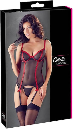 Cottelli Collection Sexy Σετ Εσωρούχων με Δαντέλα & Ζαρτιέρες Κόκκινο
