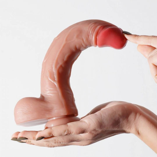 Crushious Dildo realist cu Testicule și Ventuză Flesh 23cm