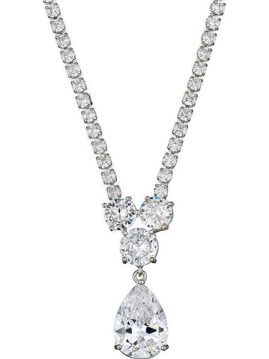 White Pearl Set with Necklace & Earrings with Stones and Pearls