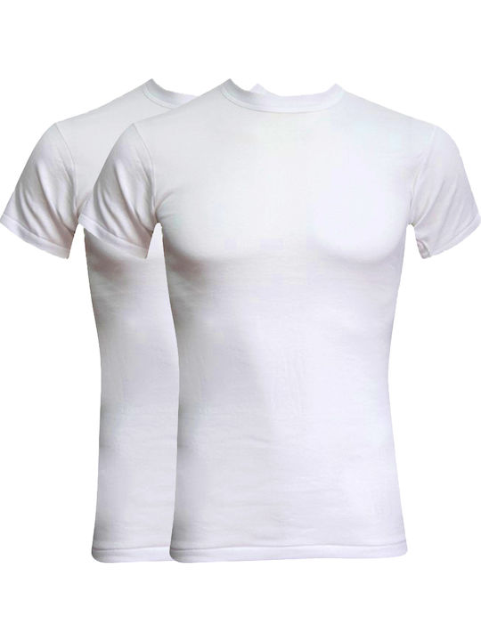Men's Undershirts Short-sleeved in White Color 2Pack