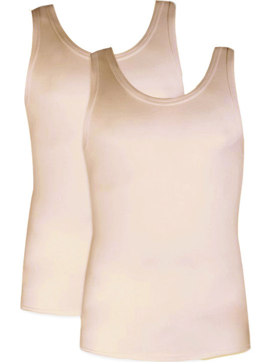 90-12014 Men's Sleeveless Undershirts Beige 2Pack