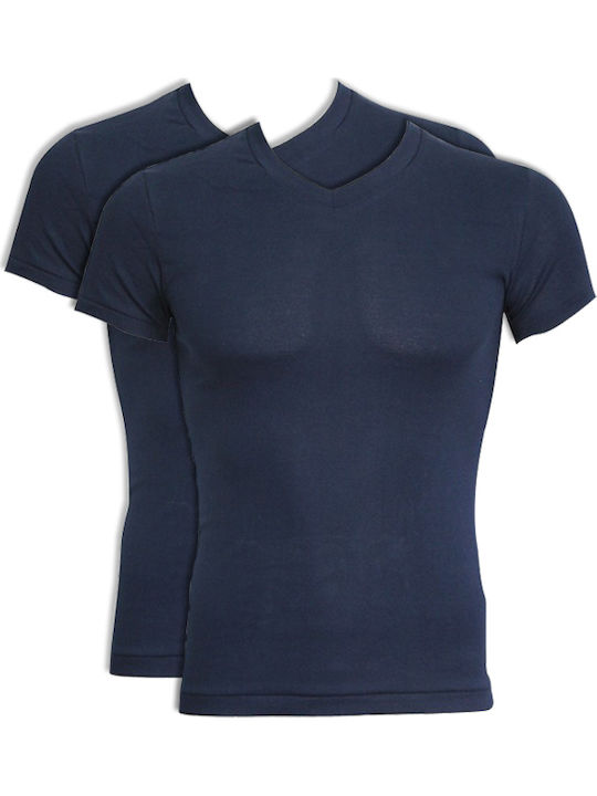 Men's Undershirts Short-sleeved in Navy Blue Color 2Pack