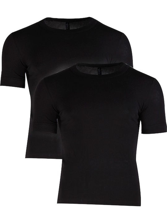 Men's Undershirts Short-sleeved in Black Color 2Pack