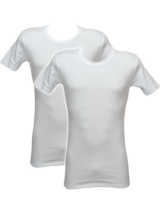 Sporty Sh03 Men's Short Sleeve Undershirts White 2Pack