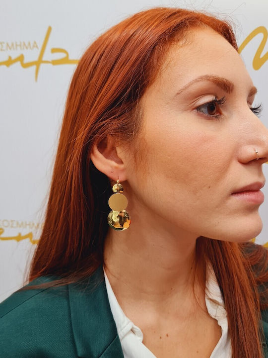 Mentzos Σκουλαρίκια Κρεμαστά από Ασήμι Επιχρυσωμένα