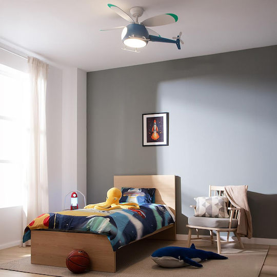 Cecotec EnergySilence Aero 4600 Helicopter Ceiling Fan 100cm with Light Fixture White / Blue