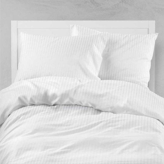 Detexpol Σετ Παπλωματοθήκη Βαμβακερή 160x200cm Μονή με 2 Μαξιλαροθήκες White
