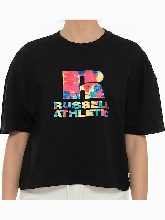Damen Sportlich Crop T-Shirt Schwarz