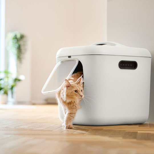 Rotho My Pet Biala Xl Τουαλέτα Γάτας Κλειστή Λευκή