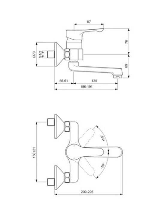 Ideal Standard ALPHA Τοίχου Ασημί Ideal Standard ALPHA Τοίχου Ασημί