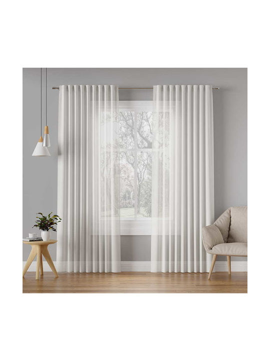Markizeta Vorhang Fenster mit Bleistiftfalten Weiß 145x300cm