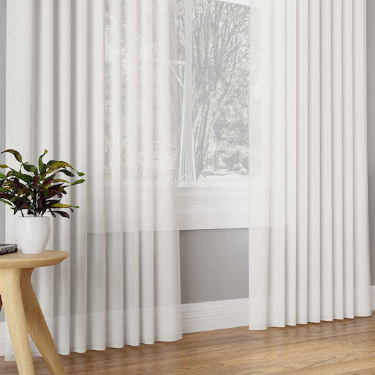 Markizeta Κουρτίνα με Τρέσα Basic Λευκή 145x300εκ.