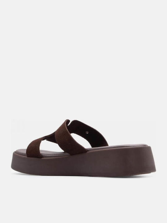 Sandale Casual Damă de Piele Flatforme Maro