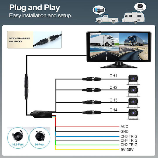 10,36" Multimedia-Hilfsbildschirm für das Dashboard des Autos mit Bluetooth