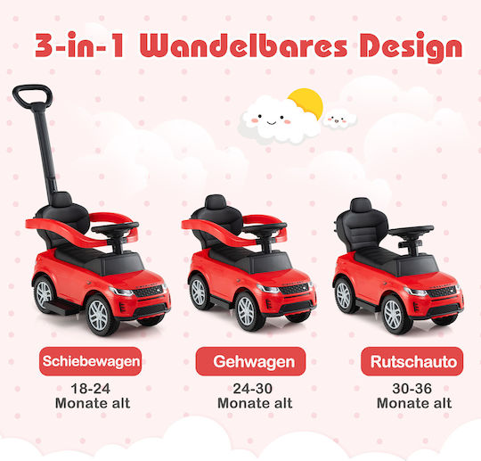 Costway Car Ride On with Parental Handle for 18+ Months Red