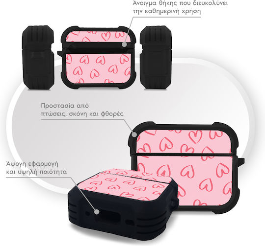 Sonique Heart Series Case Silicone in Pink color for Apple AirPods Pro