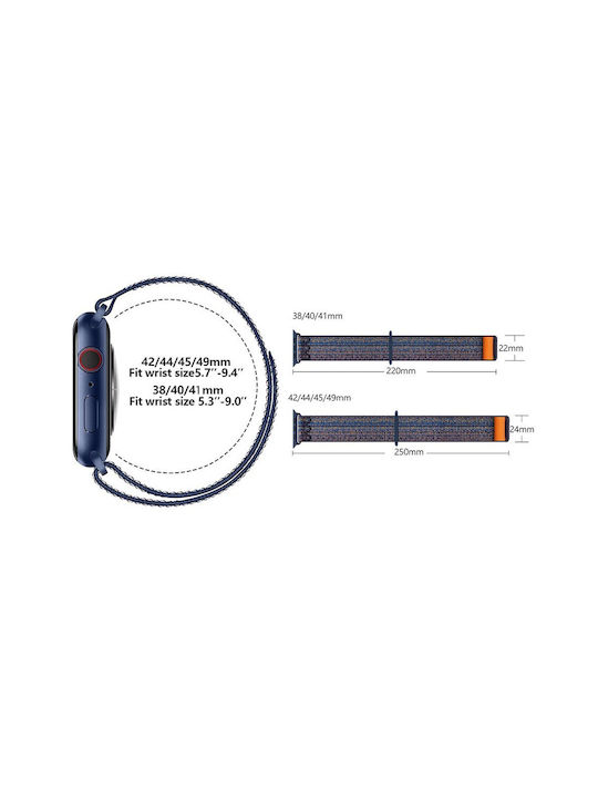 Kalebol Λουράκι Υφασμάτινο Navy Μπλε (Apple Watch 10, Ultra 2, Ultra, 9, 8, 7)