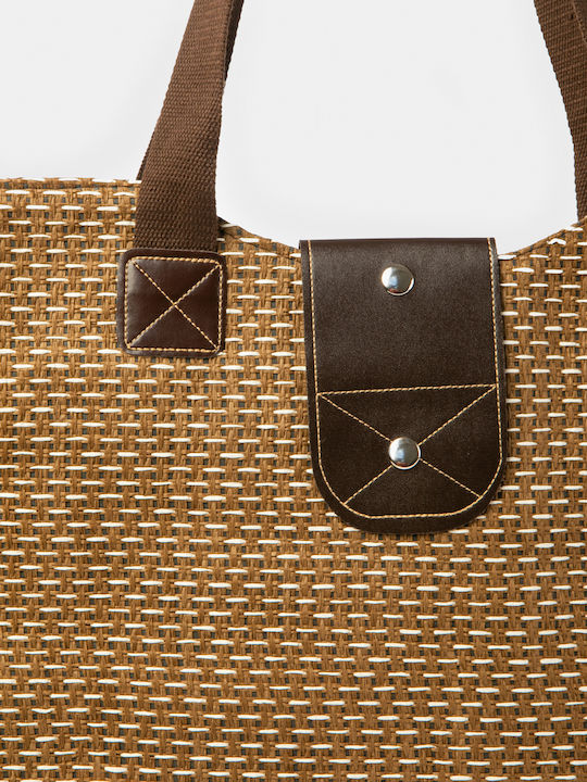 Nikama Stoff Strandtasche Braun