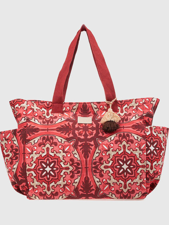 Verde Stoff Strandtasche Rote