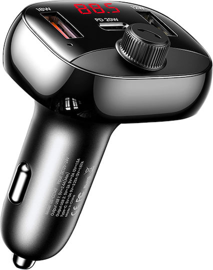 Eko Charger 50w Fm Transmitter Dual Usb-a Usb-c Port Black