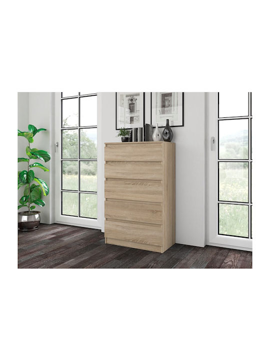 Topeshop Kommode Schlafzimmer Holz mit 5 Schubladen Sonoma 70x40x112cm