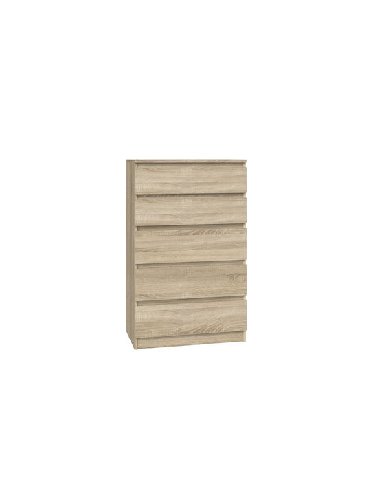 Topeshop Kommode Schlafzimmer Holz mit 5 Schubladen Sonoma 70x40x112cm