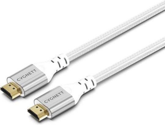 Cygnett Hdmi To Hdmi 8k 48gbps Braided Nylon Cable 1.5m White