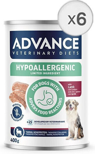 Advance Nassfutter Hunde in Dose Diät mit Lamm, Fleisch und Reis 6x400gr